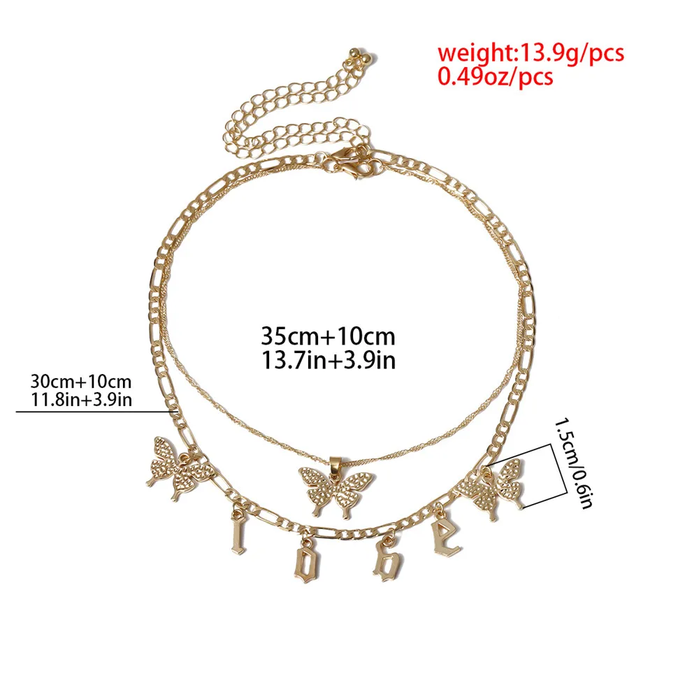 

2Pcs Bohemian Cute Butterfly Pendant Necklace for Female 2020 Trendy Vintage Clavicle Chain Necklace Statement Jewelry Gift