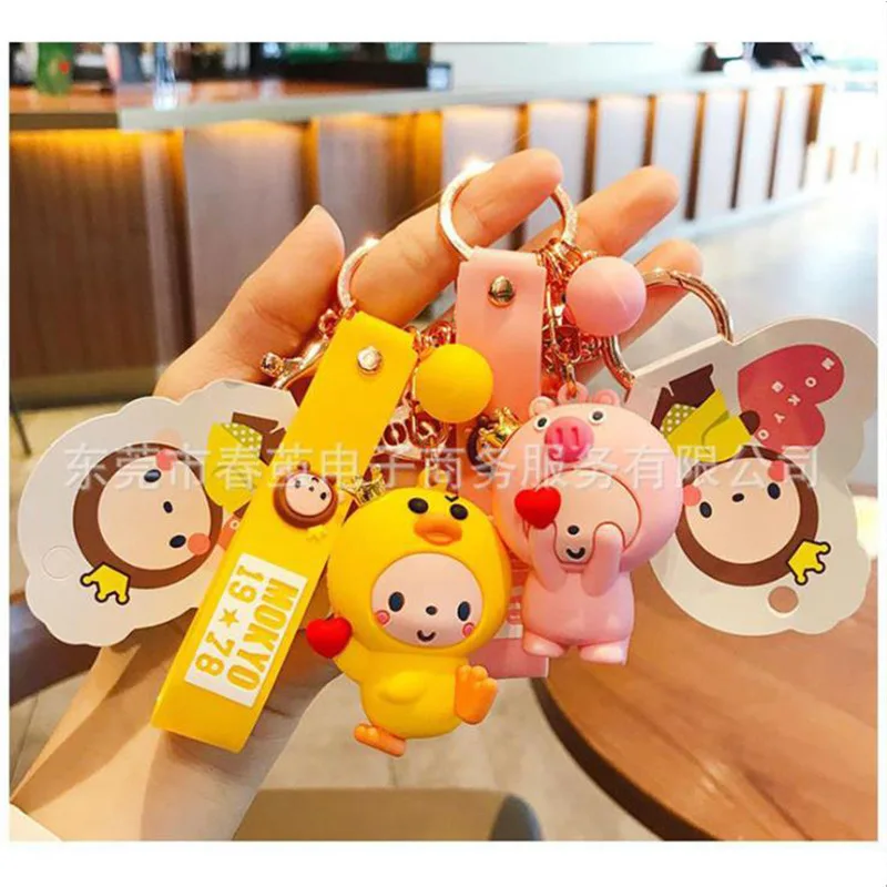 

Lovely Icarerfamily Keychain Delicate Little Bear Doll Couples Backpack Bag Car Key Accessories Pendant Decoration Keyring Gift