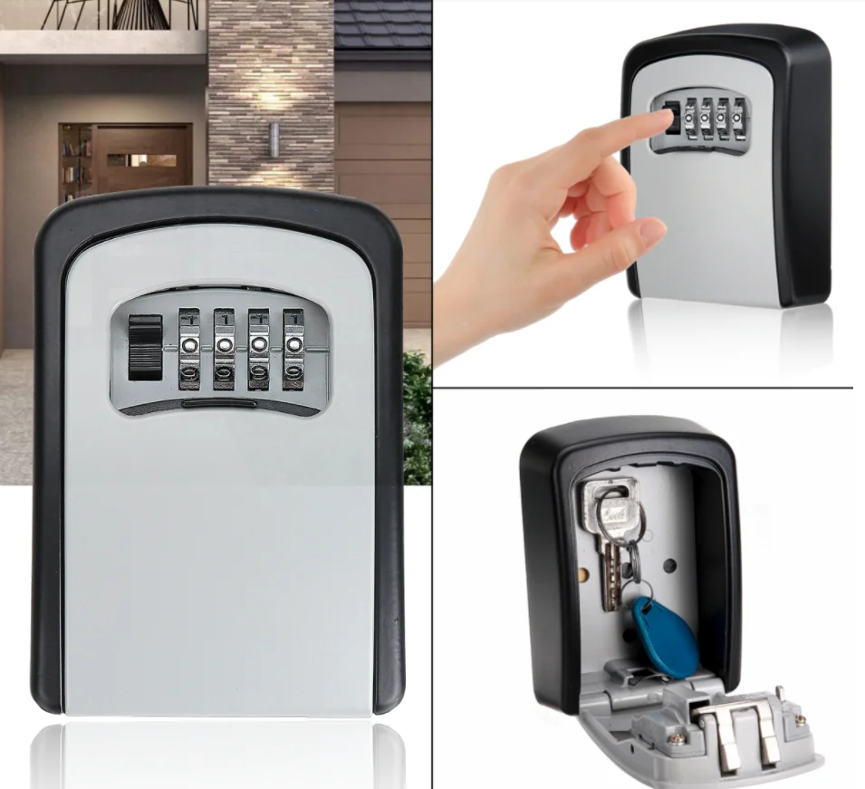 

key Safe Storage Organizer Boxes with 4 Digit Password Spare Keys Metal Secret Organizer Box Home Office Key Hidden