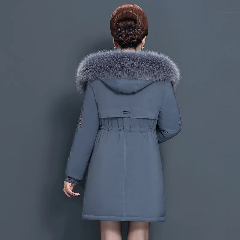 

4XL 5XL Plus Size Thicken Women Winter Jacket Hooded Fur Collar Warm Cotton Padded Jacket Long Parkas Ladies Winter Coat C5964