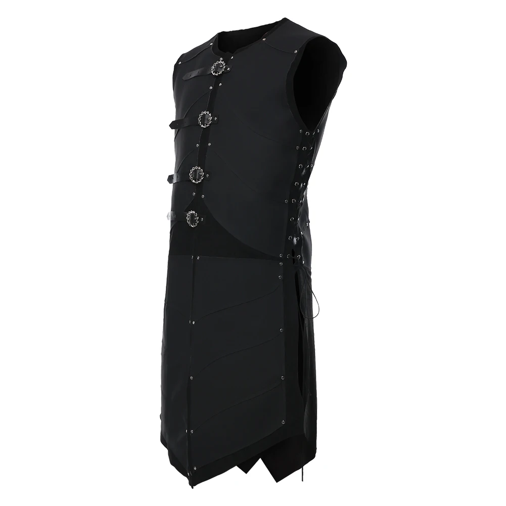 Костюм для косплея средневекового эльфа воина кожаный армированный жилет черный