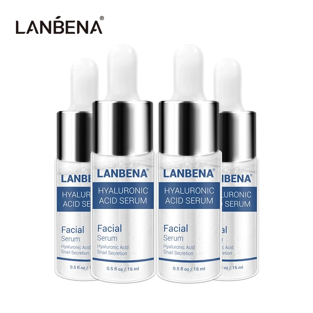 

LANBENA Hyaluronic Acid Face Serum 4PCS Skin Care Essence Serum Moisturizing Acne Treatment Repair Whitening Anti Aning Winkles