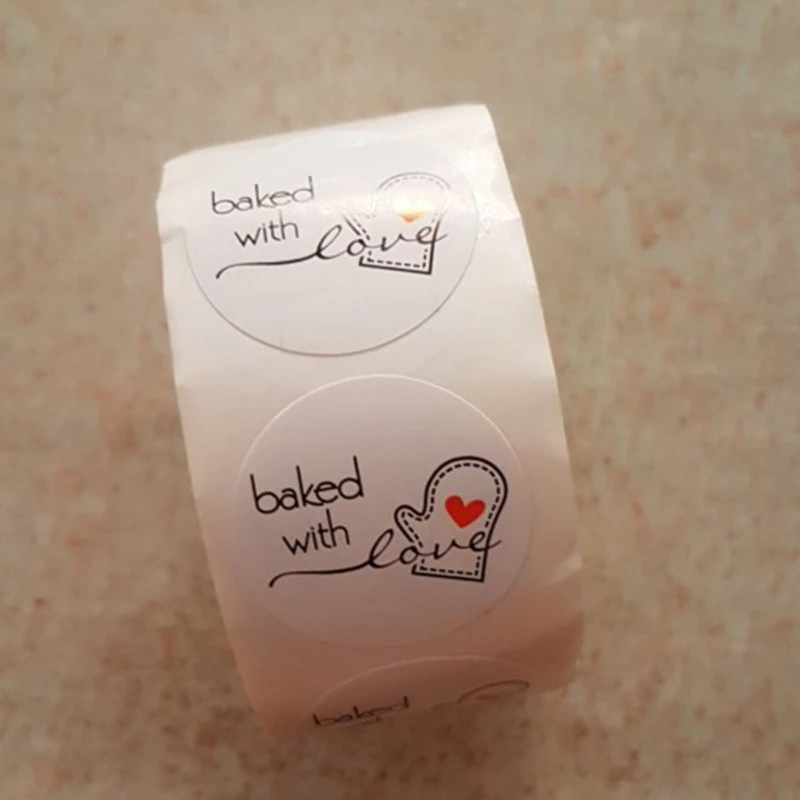 1 дюймов круглые натуральные крафт бумажные наклейки запеченные с любовью
