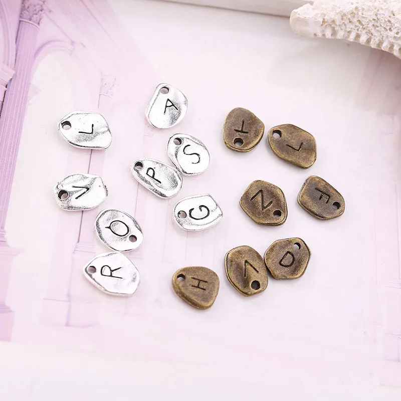 3Sets/lot A-Z 26 Alphabet Charms 10MM Irregular Geometric Charms for Bracelet Necklace Hand Making