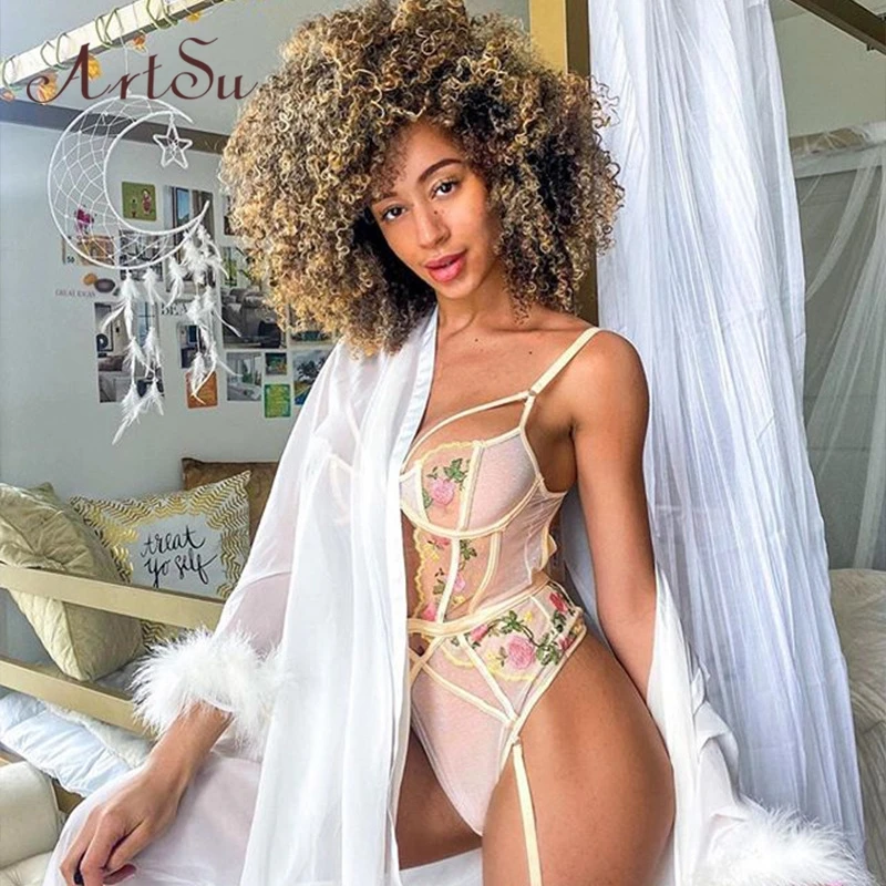 Artsu Boho Цветочные бретели с вышивкой Кружевные Боди вечерние Клубные женский