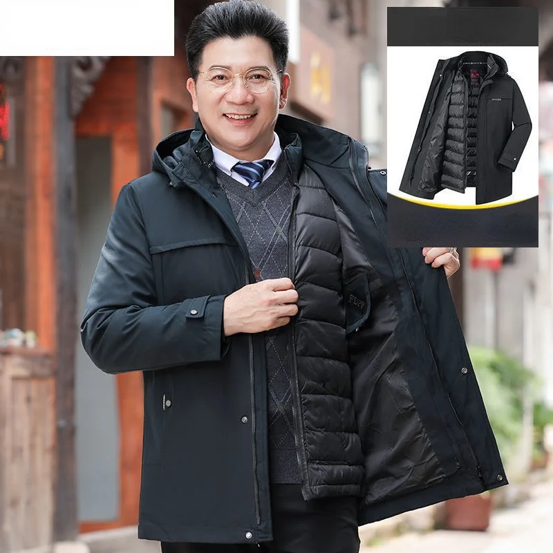 

New 2022 Autumn and Winter Fleece Jackets Men Casual High Quality Middle-aged and Elderly Hooded Jackets Men 4XL Y300