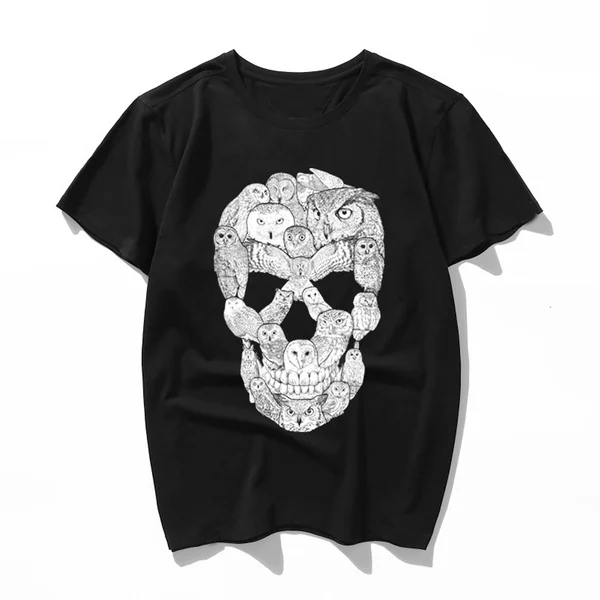 

sketchy owl skull 2019 Printed T-Shirt For Men Boy Novelty Men's round neck short sleeve T shirt Tops Fashion Tees