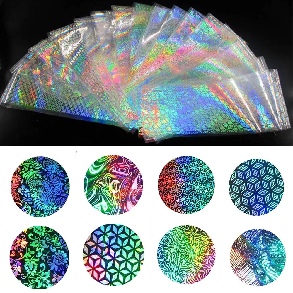 Фольга для дизайна ногтей Прозрачная серебряные золотые цветы кружевной дизайн