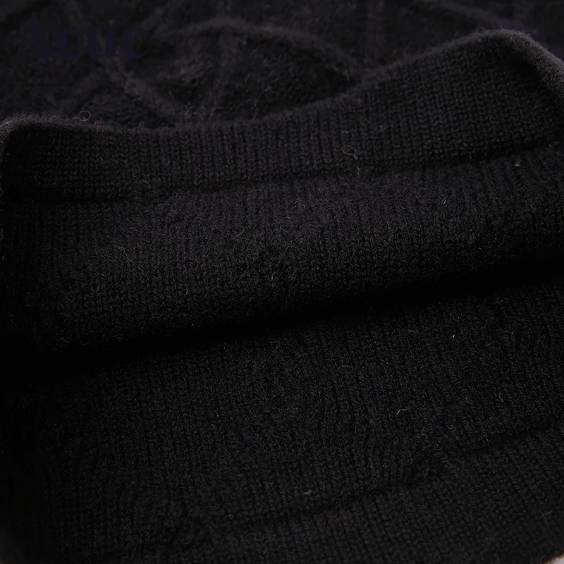 Шапка из чистой шерсти мужская осенняя и зимняя вязаная шапка с ушками теплый