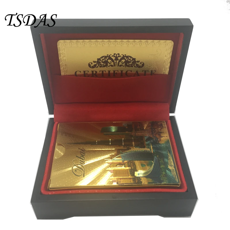 Colored 24k Gold Plated Playing Cards With Dubai Style Sports Leisure Game Poker Card Gift Box & Certificate Card|card card|cards playingcards gold |