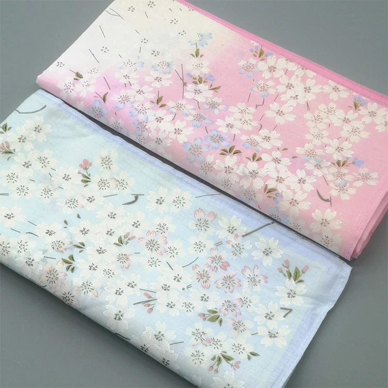 

New Cotton Women Hankies Embroidered Cherry blossoms Lace Flower Hanky Floral Random Color Cloth Ladies Handkerchief Fabrics