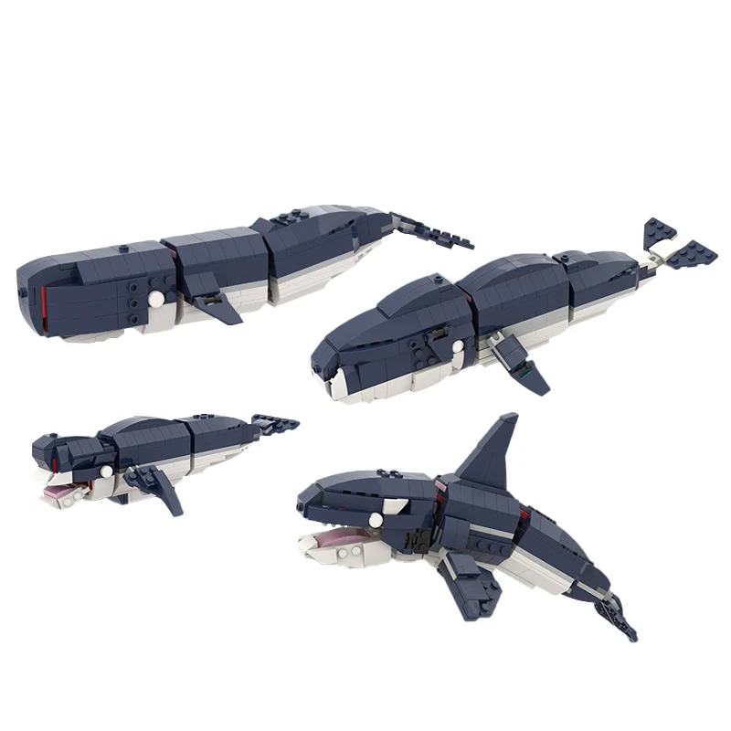 

7 in 1 MOC Sea shark Building Block DIY Whales Bricks City Ocean Polar Zoo Series Animal Killer Model Toys Kids Education Gifts