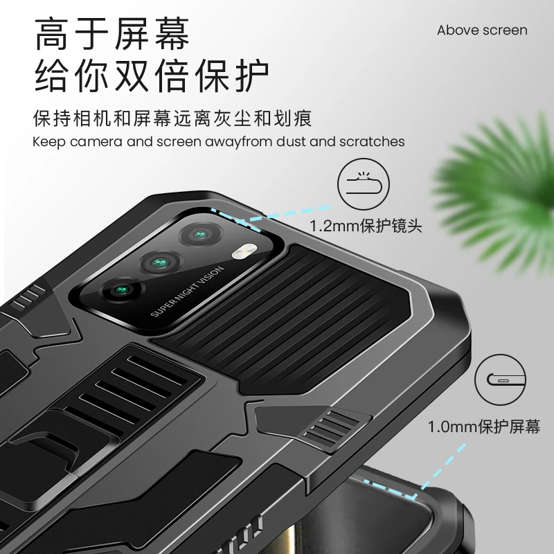 shockproof armor phone case for xiaomi mi 10t pro 10t lite stand bumper strong anti fall protection poco x3 f3 m3 x3 nfc cases free global shipping