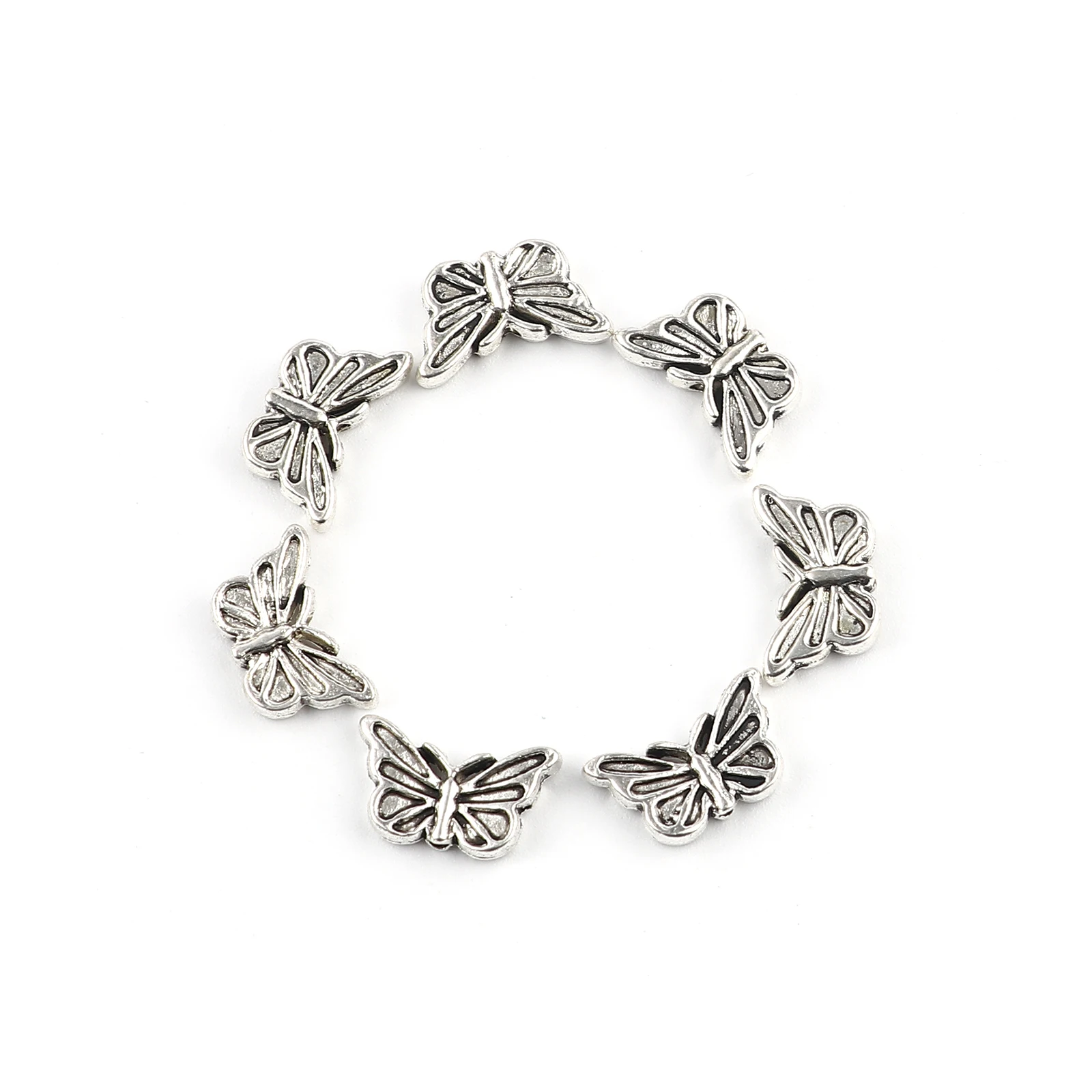 

DoreenBeads Insect Spacer Beads Butterfly Animal Antique Silver Color About 17mm x 10mm, Hole: Approx 1.5mm, 50 PCs