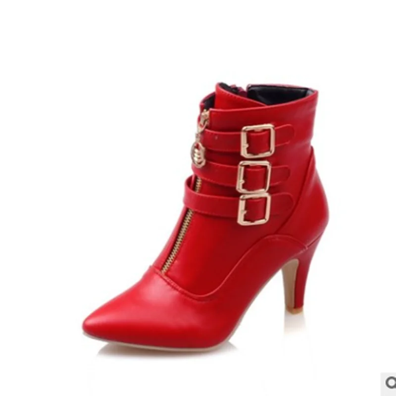 Женские ботильоны на высоком каблуке кожаная обувь женские ботинки с пряжкой