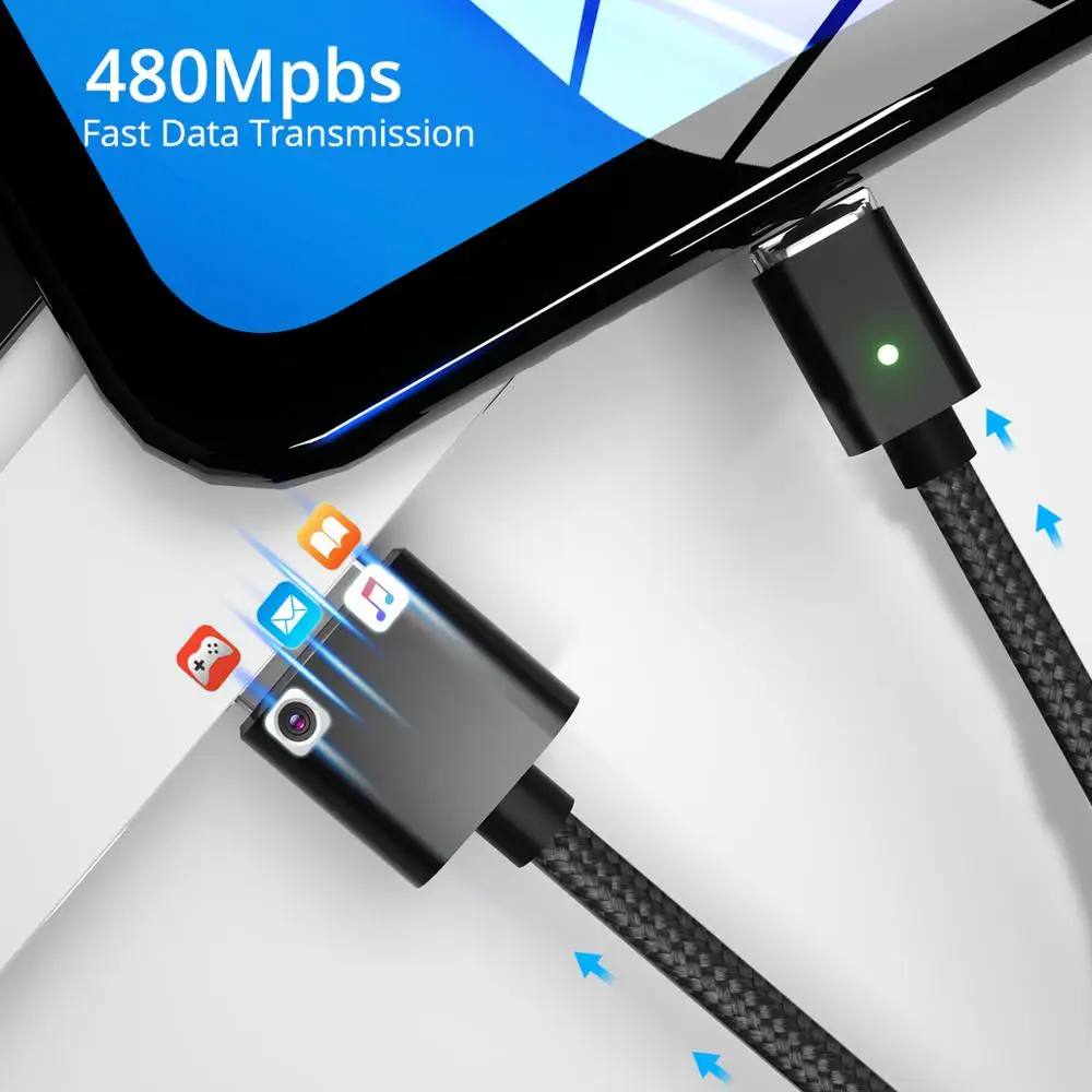 Магнитный кабель KSTUCNE зарядное устройство Micro USB Type C для быстрой зарядки телефона