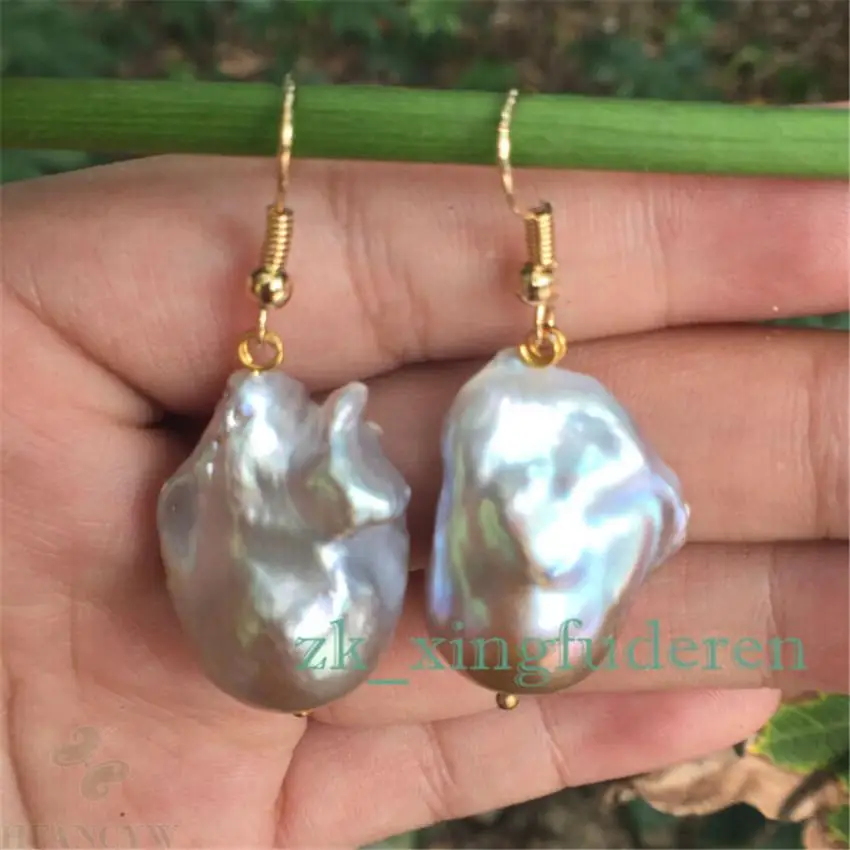 Серьги с фиолетовым жемчугом в стиле барокко 15-23 мм | Украшения и аксессуары