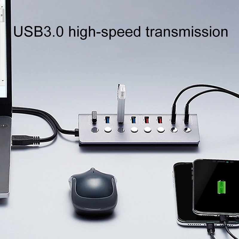 USB 3 0 концентратор с независимым переключателем питания Порт компьютера мульти