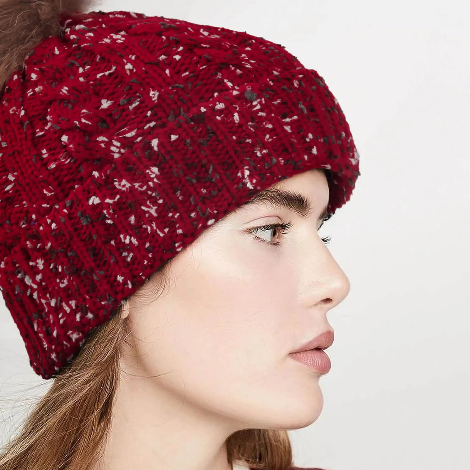 Модная повседневная женская вязаная шапка зимняя смешанных цветов с шерстяной