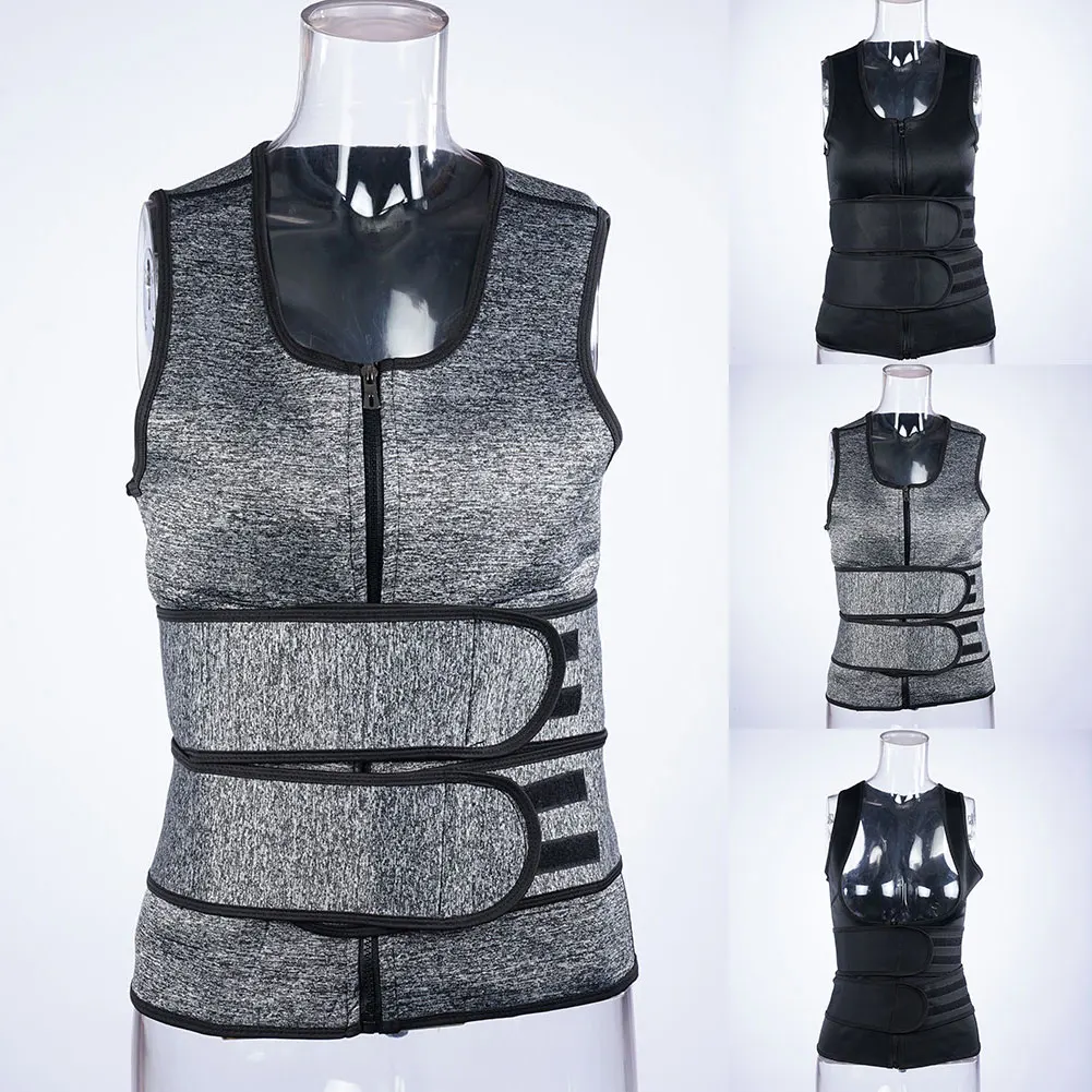 Men Body Shaper Sauna Vest Waist Trainer Double Belt Sweat Shirt Corset Top Abdomen Slimming Shapewear Fat Burn Fitness Tops