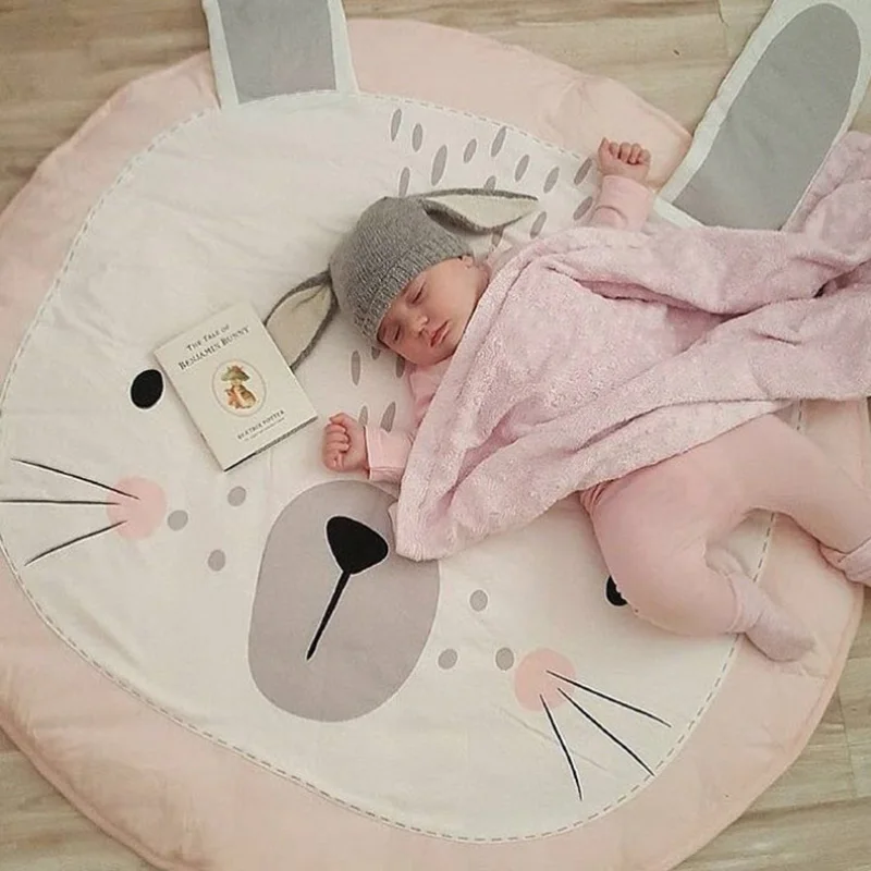 

Play Mat Cartoon Animal Baby Mats Newborn Infant Crawling Blanket Cotton Round Floor Carpet Rugs Mat for Kids Room Nursery Decor