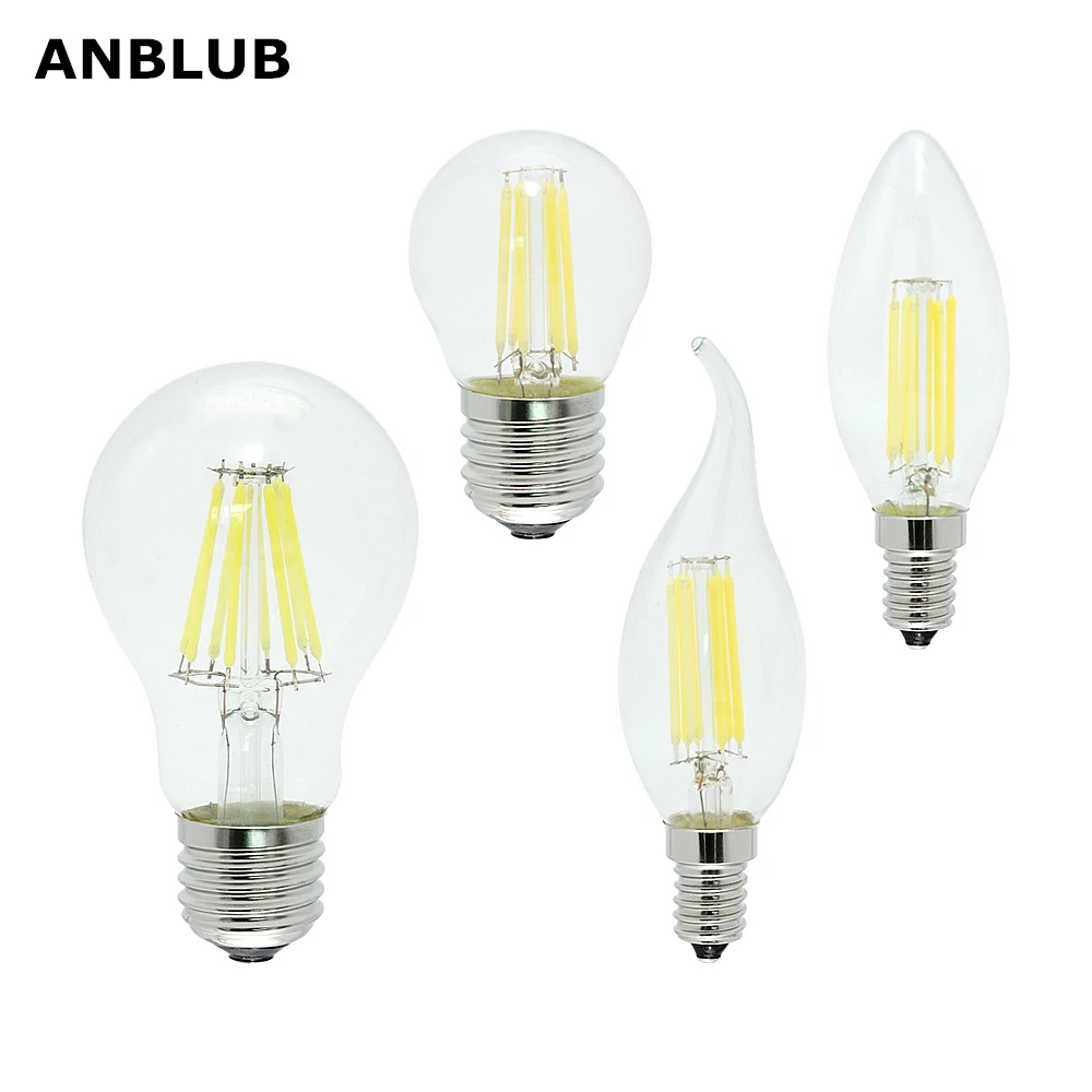 Ampoule E27 E14 220 В переменного тока ANBLUB Светодиодная лампа накаливания с регулируемой