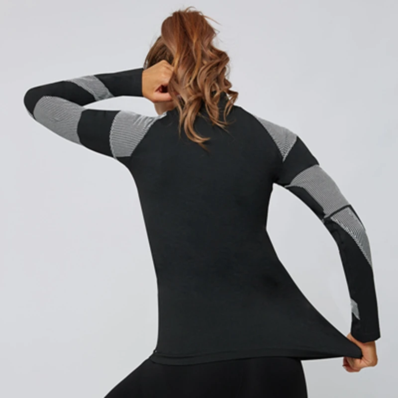 Женская футболка с высоким воротником для йоги Быстросохнущий топ принтом