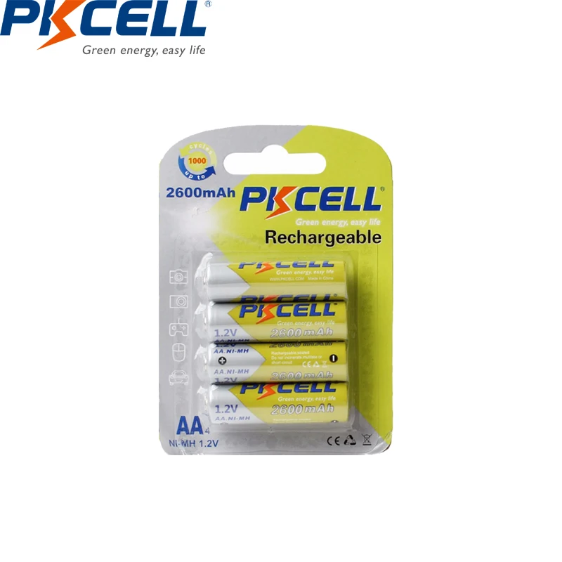 Аккумуляторные батарейки PKCELL 4 шт./карта 2600 мАч 1000 1 2 в|battery case for iphone 3gs|battery lr41battery atv