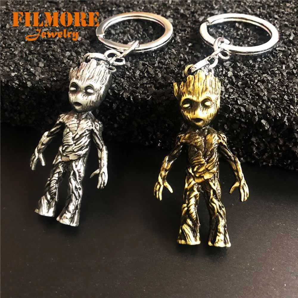 Брелок для ключей стражи Галактики фигурка дерева Мужская игрушка 3D брелок с