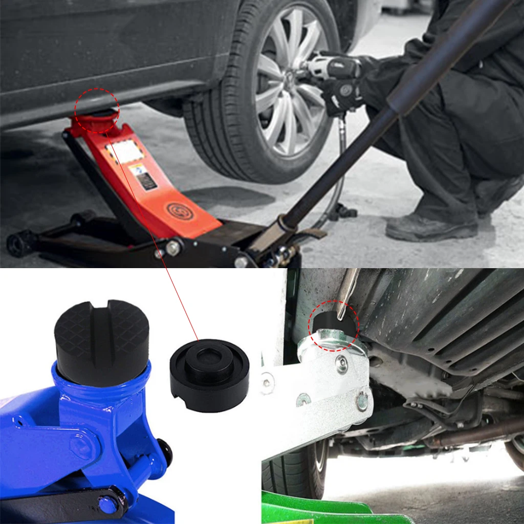 

Black Rubber Car Truck Slotted Frame Rail Floor Jack Disk Pad Adapter 50MM