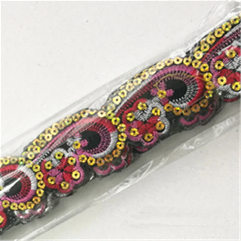 Новинка Вышитая кружевная ткань с клеем на спине Глажка блестками Одежда