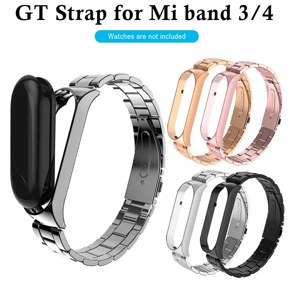 

Smart Watch Strap Replacement for Mi Band 3/4 Wrist Metal Bracelet Screwless Stainless Strap Accessories