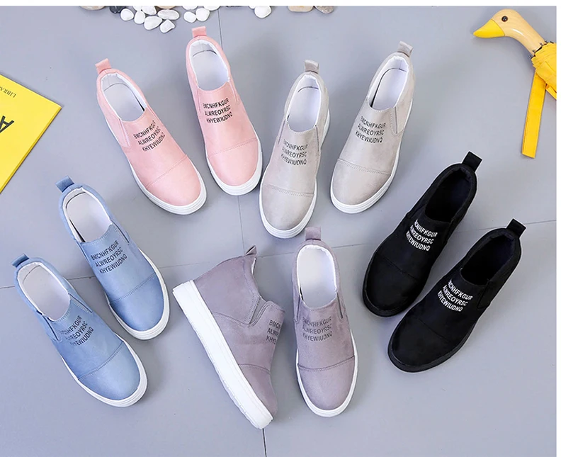 Женские кроссовки из ПУ кожи без шнуровки на платформе Вулканизированная