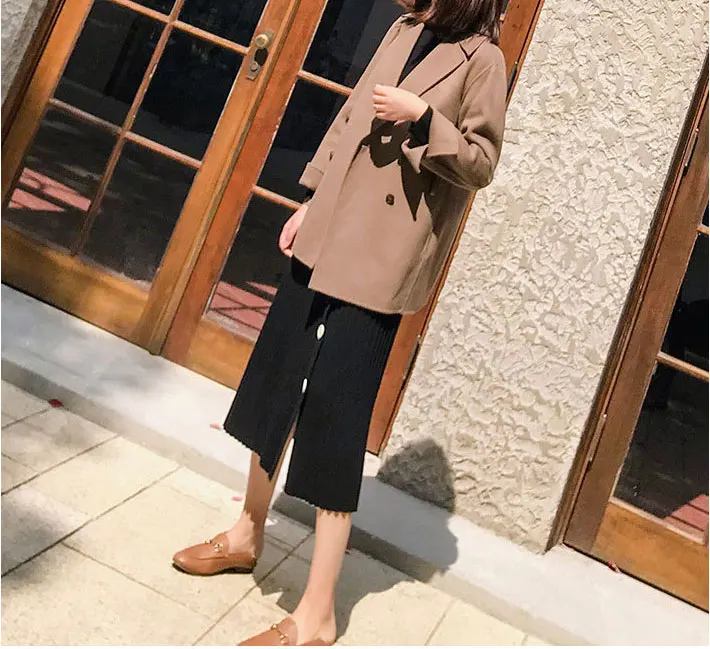 Осенне-зимние эластичные юбки с высокой талией для женщин s Faldas Mujer Moda Jupe вязаные плиссированные юбки женские тонкие юбки на пуговицах