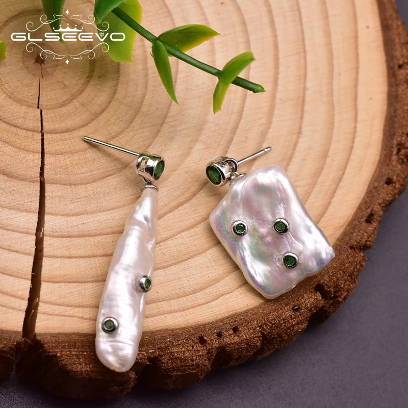 GLSEEVO ручной работы натуральный пресноводный барочный жемчуг серьги для женщин