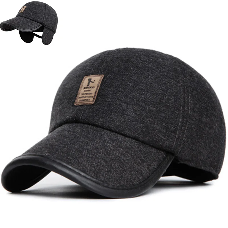 

2020 new autumn and winter men's baseball caps warm hat with ear thick winter hat Women's hat Fashion all-match hat men