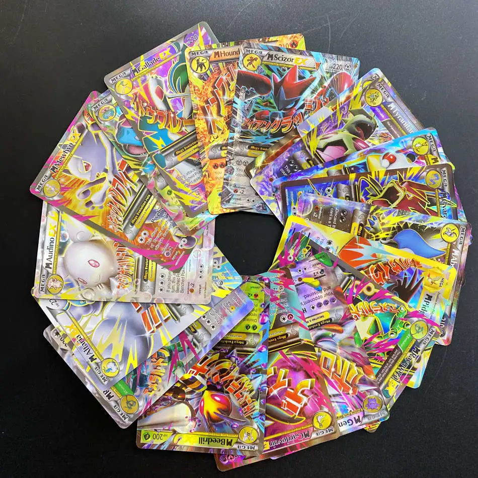 60pcs mega ex pokemon cards box display english version pokémon shining cards playing game collection booster kids toy gift free global shipping