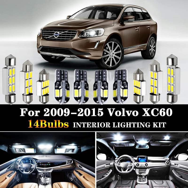 14 шт. белые светодиодные с Canbus без ошибок автомобильные лампы для Volvo XC60 2009 2015