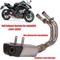 motorcycle stainless full link pipe replace original exhaust system lossless installation for kawasaki ninja 650 2017 2020