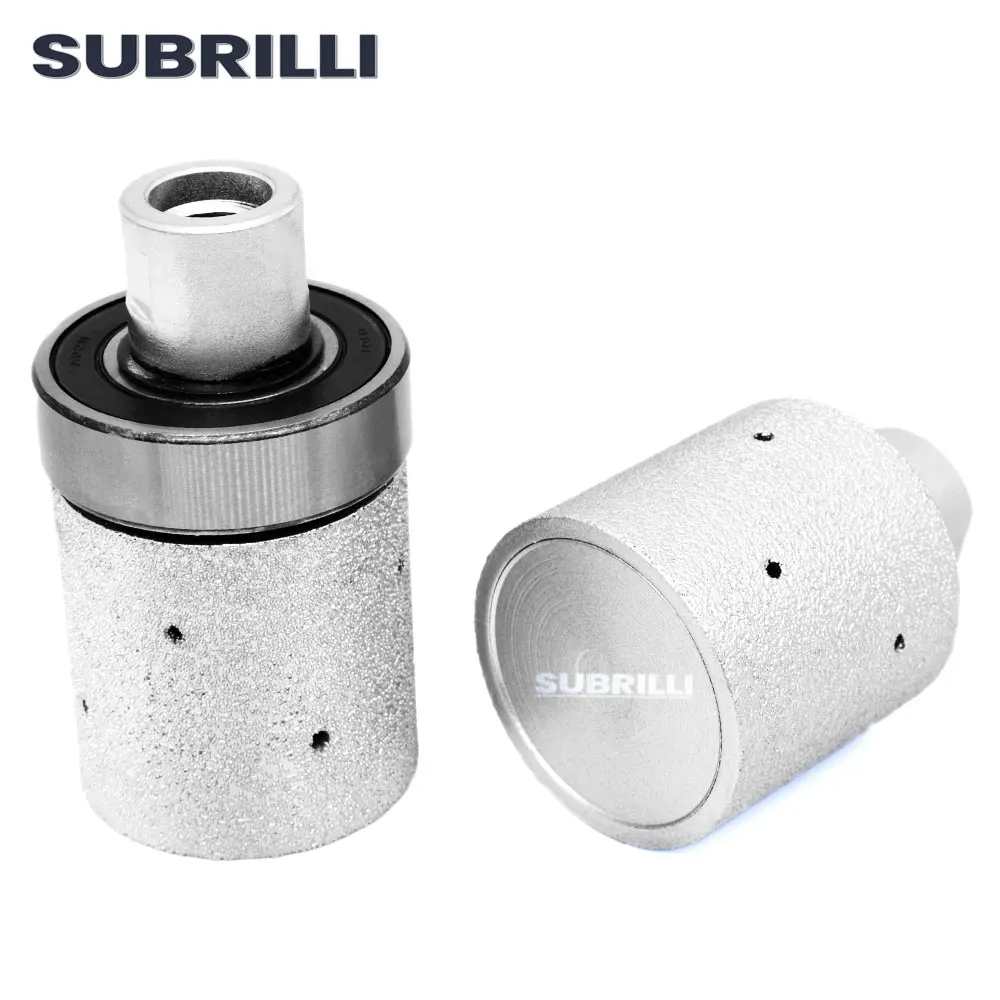 SUBRILLI 2“ Diamond Drum Wheel Vacuum Brazed Grinding Wheel Zero Tolerance Profile Sink Hole Edge Abrasive With Guide Bearing