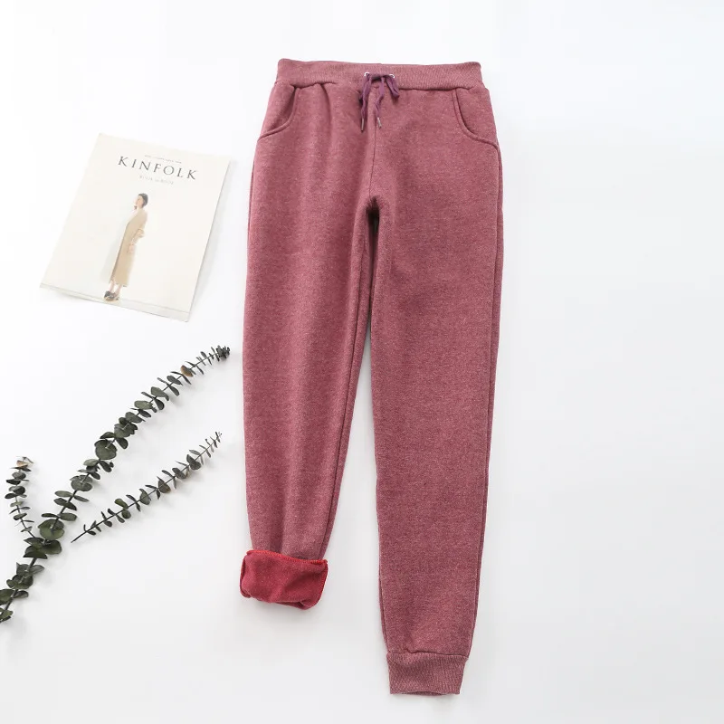 

Women's Thick Casual Pants Autumn Winter Solid High Waist Women's Trousers Korea Harem Pants Joggers Sweatpants Plus Size