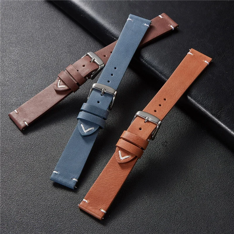 

Retro Swift Release Genuine Leather Watchbands Ultra-thin Soft Watchband 18mm 20mm 22mm Smartwatch Strap Watch Accessories