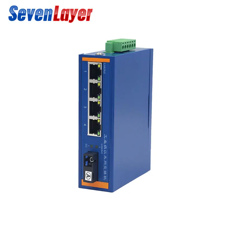 Промышленный Ethernet коммутатор 10/100 м волокно переключатели 1SC 4 RJ45 медиа-конвертер к сети Ethernet