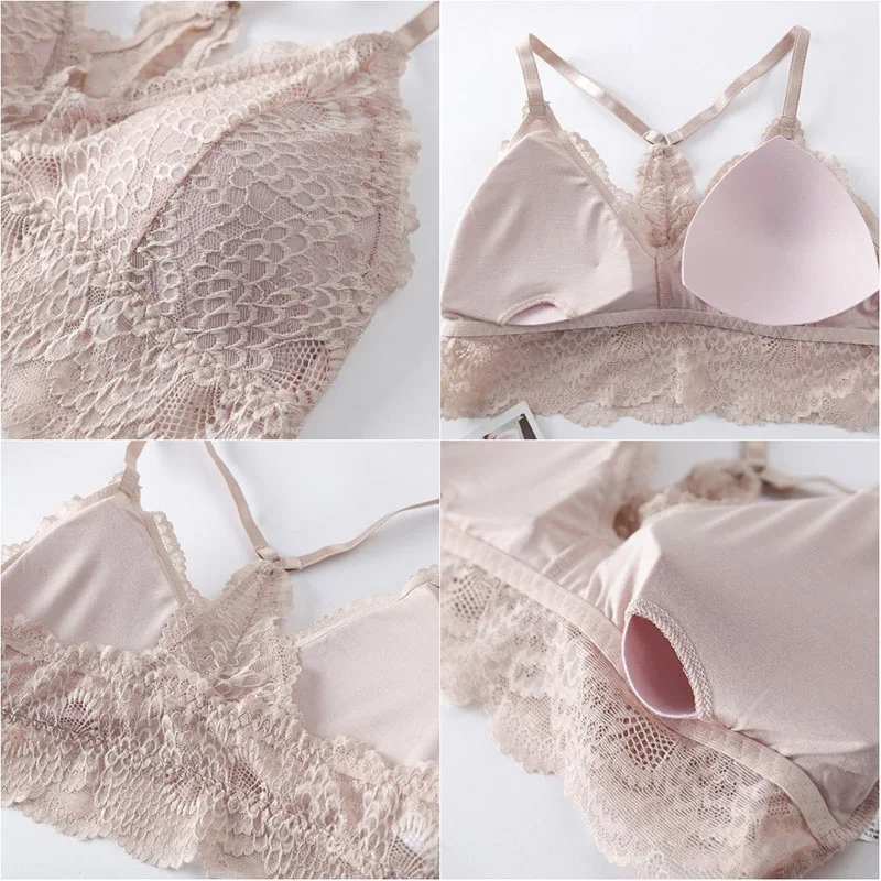 

Lace Push Up Breathable Bralette No Steel Ring Tube Top Beauty Back Comfortable Camisole Underwear Girls Bra
