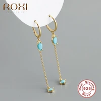 roxi crystal long chains hoop earrings for women girls elegant wedding silver earring 925 sterling silver earrings jewelry boho