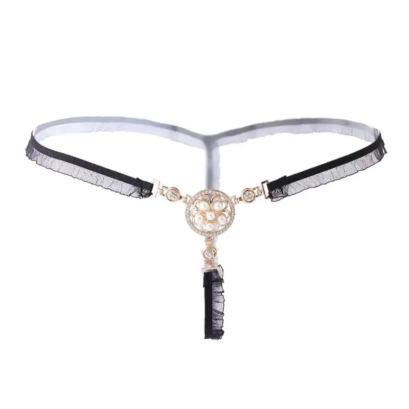 

Sexy T Panties Female Underwear Lace Seamless Thongs Women's Pants Sexy Pearl Erotic Women Crotchless