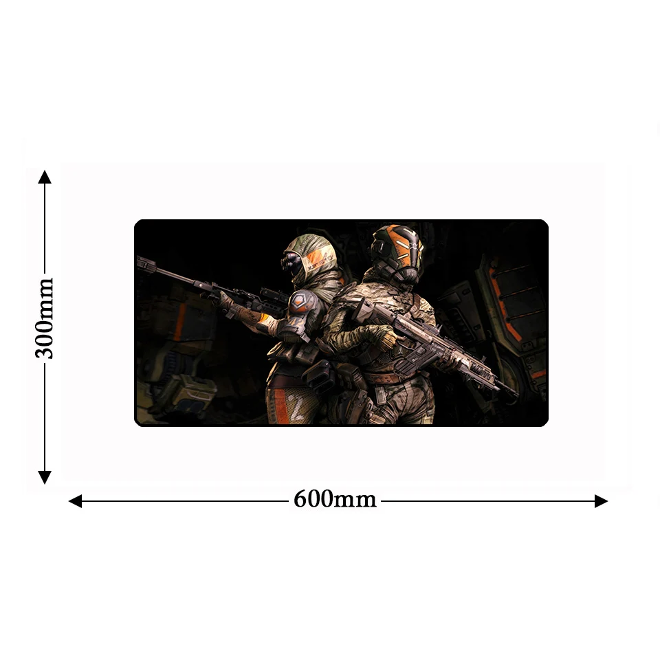 600*300*2 мм Большой игровой коврик для компьютерной мыши titanfalks с запирающимся краем