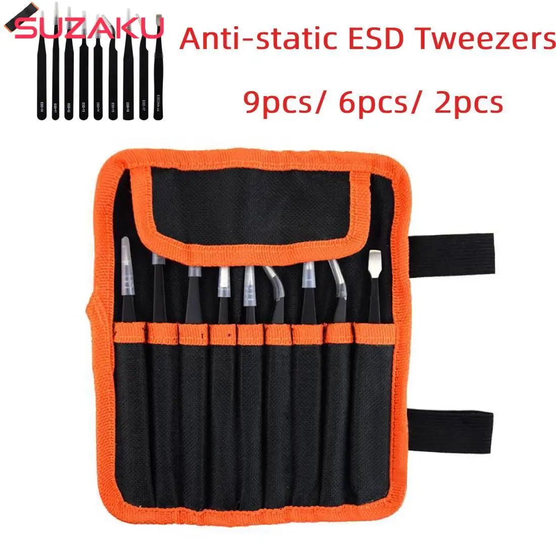 

Anti-Static ESD Stainless Steel Tweezer Set Maintenance Repair Tool Kit Anti Static Model Making Tool Hand Tool Set 9pcs/6pc/2pc