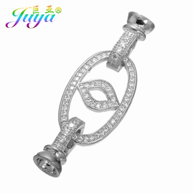 White Gold Juya, сделай сам, жемчуг, браслет, ожерелье, компоненты, золото/серебро/розовое золото, бант, соединитель, застежка, аксессуары - Цвет: White Gold