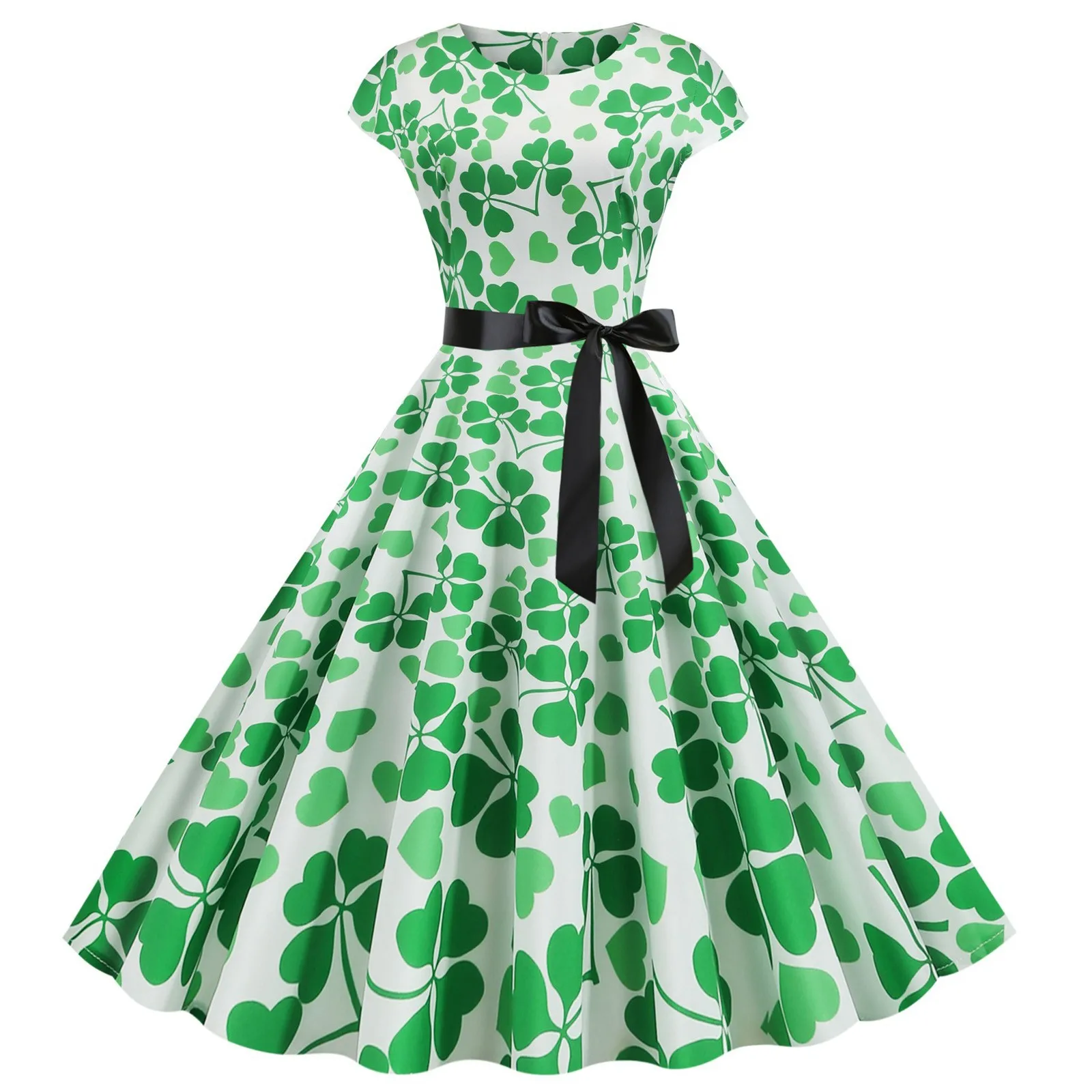 Женская обувь в ретро стиле с О образным вырезом узором клевера короткими